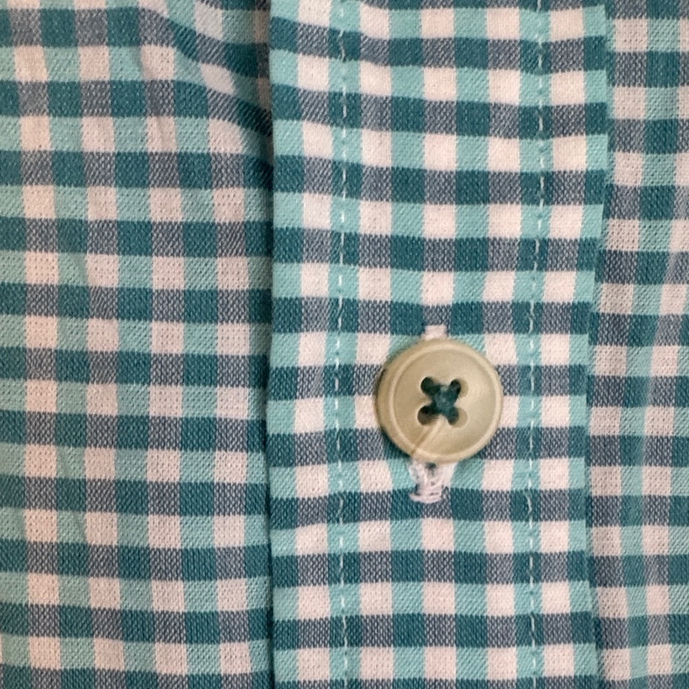Roundtree & Yorke Aqua Checkered Button Down Shirt - Picture 4 of 4
